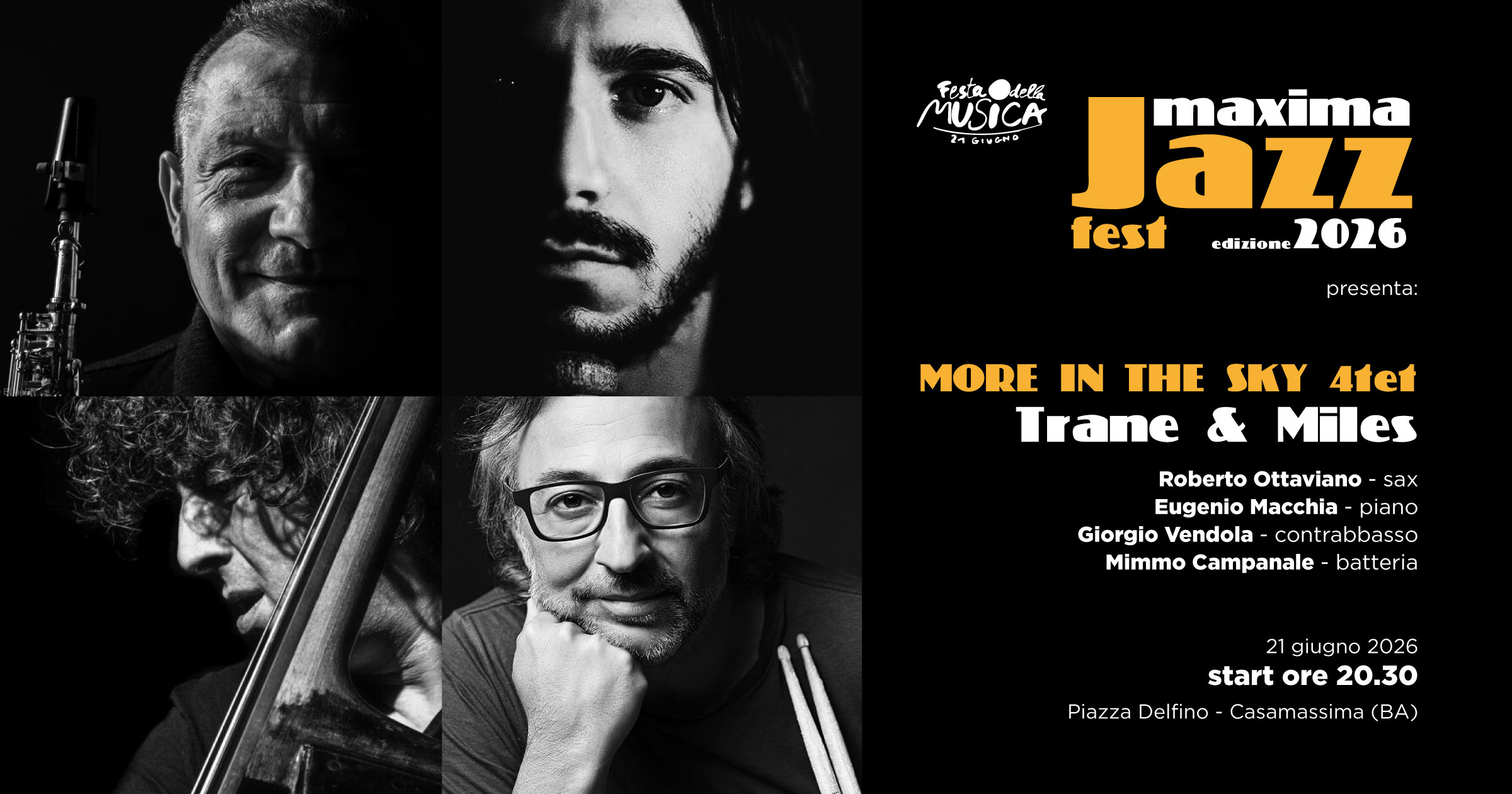 MORE IN THE SKY 4tet presenta TRANE & MILES al MAXIMA JAZZ FEST 2026